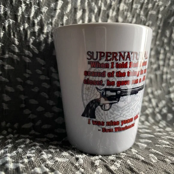 Supernatural Themed White Shot Glass - Picture 4 of 5